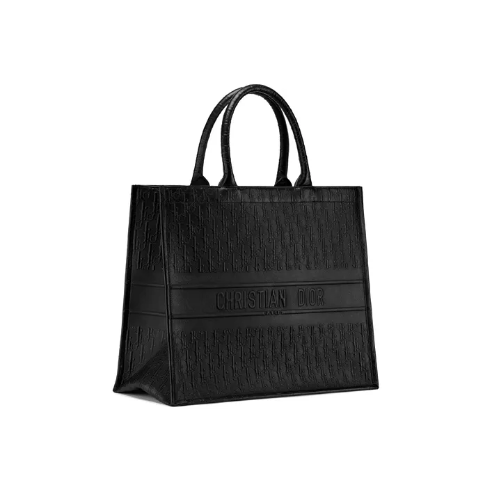 DIOR BookTote Cow Leather Tote Bag Shopping Bag Medium Size Unisex Black-1