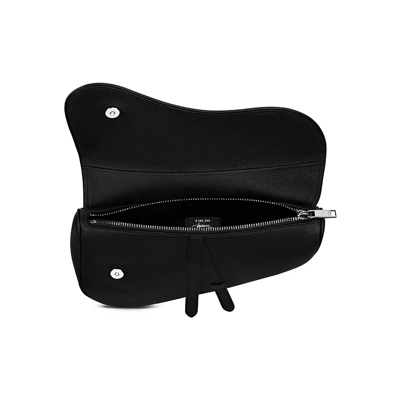 DIOR SACAI Collaboration Saddle Leather Saddle Bag Fanny Pack Sling Bag Crossbody Bag Men's Black-2