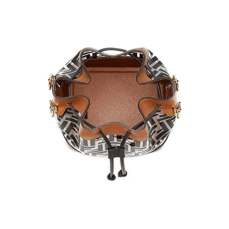 FENDI Mon Tresor PVC Bucket Bags Shoulder Bag Crossbody Bag Small Size Women's Brown/Black-2