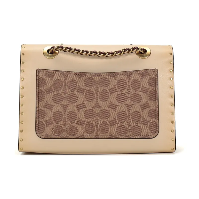 COACH Parker Canvas With Leather Crossbody Bag, Shoulder Bag Women's Beige-2