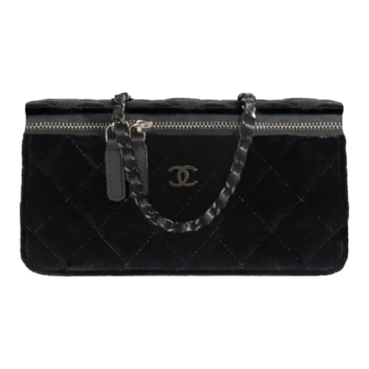 CHANEL So Black Velour, Long Box Bag Handbag Unisex Black-0