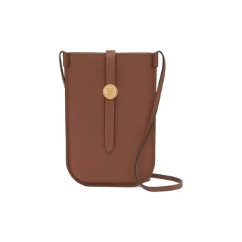 Burberry Grained Leather Cell Phone Pouch Shoulder Bag Crossbody Bag Unisex Tan