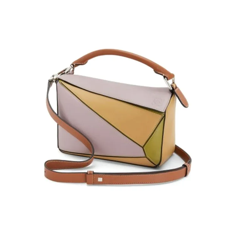 LOEWE Puzzle Calfskin Handbag Shoulder Bag Crossbody Bag Small Size Women's Light Purple With Gold Accents-1