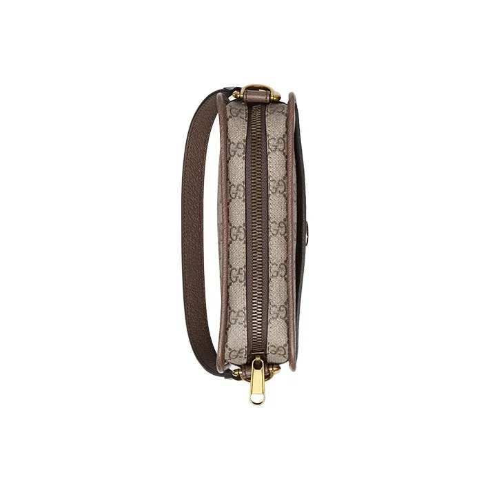 GUCCI Ophidia Canvas With Leather Portable Crossbody Bag Shoulder Bag Small Size Women's Ebony/Brown-4