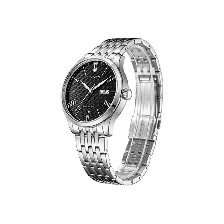 CITIZEN Mechanical Movement Stainless Steel Strap Watch Men's Watch Black Dial-2