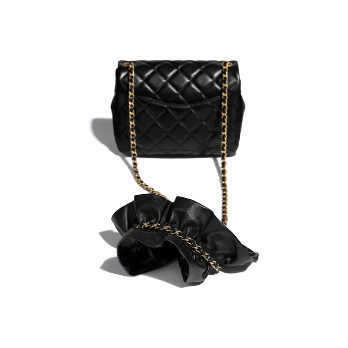 CHANEL Classic Flap CF Sheepskin And Gold Metal Shoulder Bag Women's Black-2