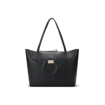FERRAGAMO GANCINI Cow Leather Combo Bag Tote Bag Shopping Bag Handbag Shoulder Bag Women's Black