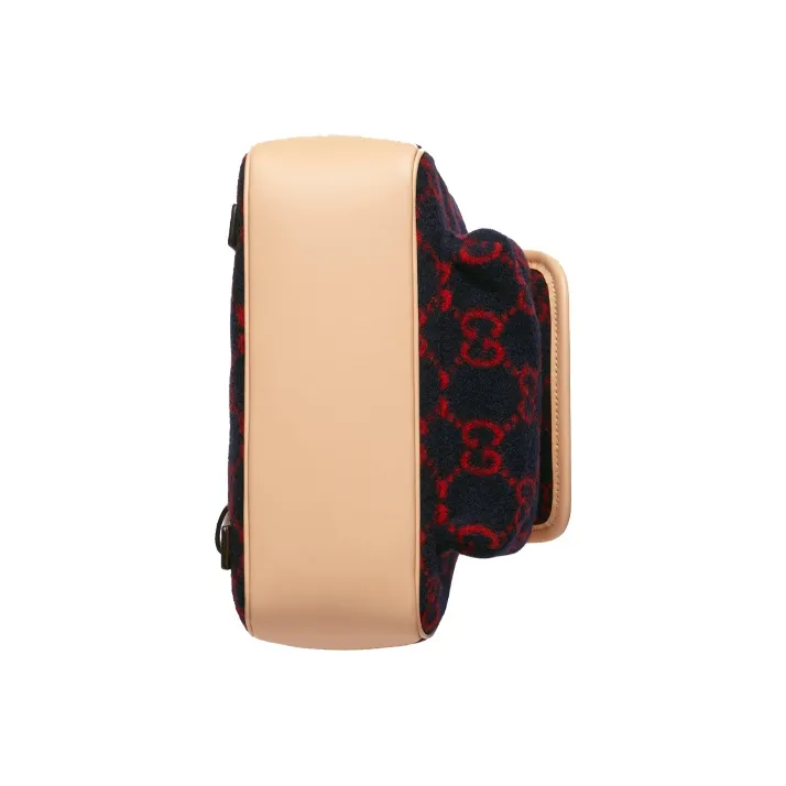 GUCCI Wool Patchwork Leather Backpack Kids' Dark Blue/Red/Beige-6