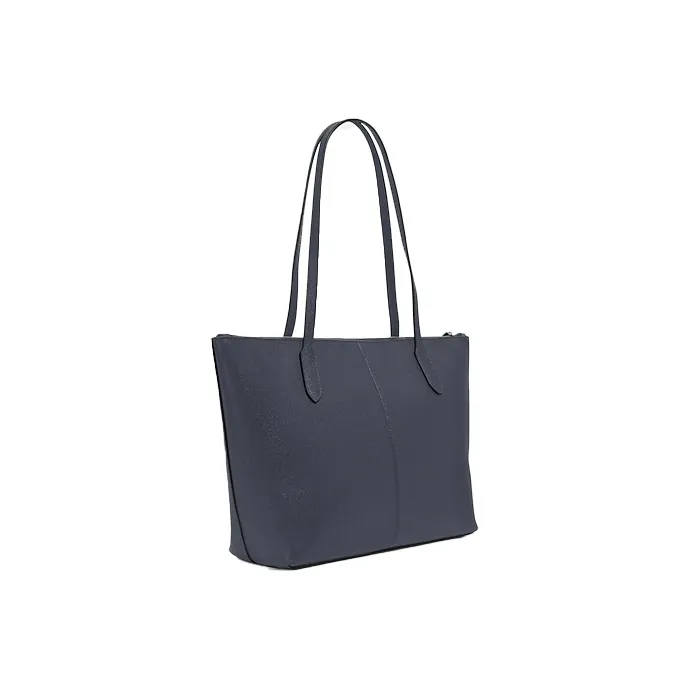 COACH Zip Top Tote Leather Tote Bag, Shopping Bag, Handbag, Shoulder Bag Tubas Women's Blue Gray-2