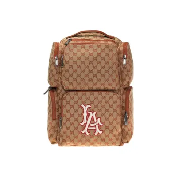 GUCCI LA Angels Los Angeles Angel Collaboration Canvas With Leather Backpack Regular Unisex Ebony/Brown