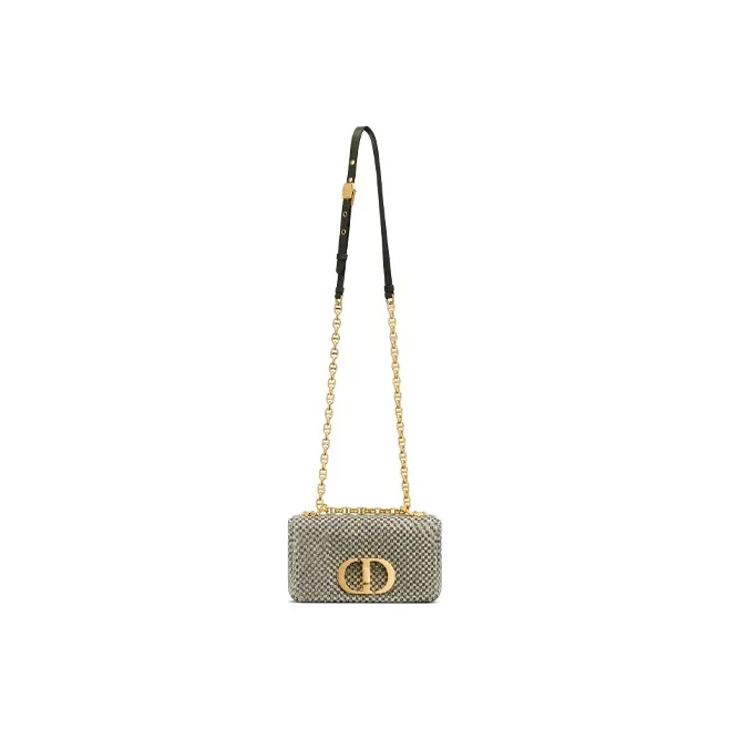 DIOR Caro Beaded Embroidered Cow Leather Shoulder Bag Crossbody Bag Small Size Women's Gray-2
