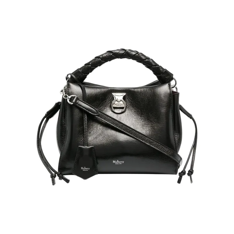 Mulberry Calfskin Portable Crossbody Bag Shoulder Bag Small Size Women's Black-0