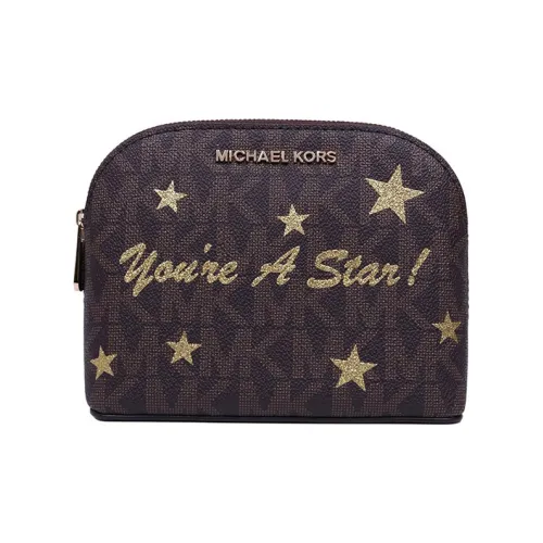 MICHAEL KORS Dome Bag Clutch Medium Size Women's Dark Coffee