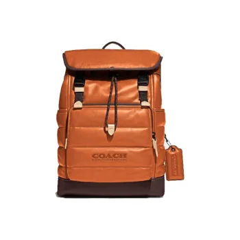 COACH League Leather Backpack Large Size Men's Orange