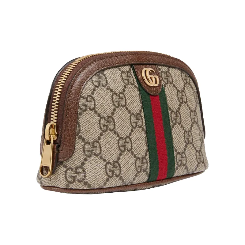 GUCCI Ophidia Canvas With Leather Clutch, Toiletry Bag, Makeup Bag Tubas Women's Ebony/Brown-1