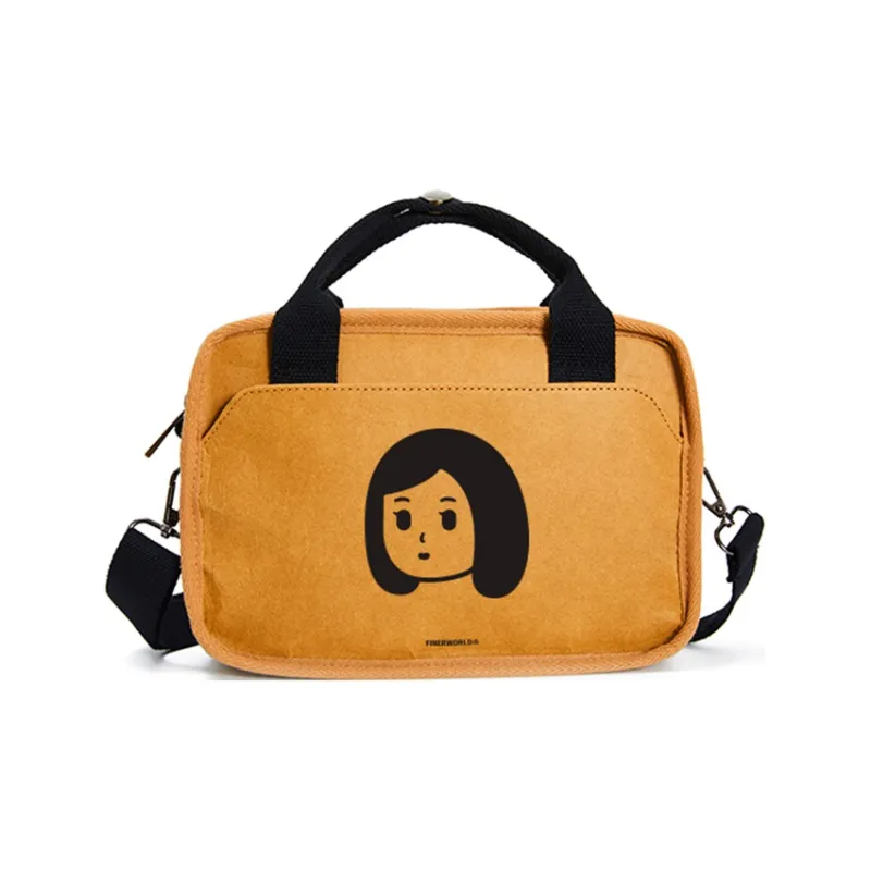 Finerworld Wet Kraft Paper/Canvas Messenger Bag, Briefcase, Handbag, Crossbody Bag Unisex Brown-12