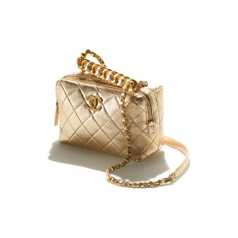 CHANEL 22SS Sheepskin Crossbody Bags Mini Women's Gold-1