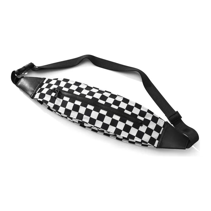 XXOFF Polyester Sling Bag Fanny Pack Crossbody Bags Regular Unisex Black White Plaid-3