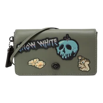 COACH Disney Snow White Collaboration Dinky Leather Shoulder Bag Crossbody Bag Medium Size Women's Army Green