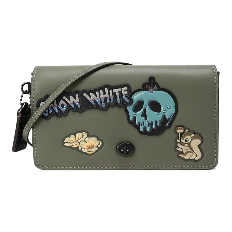 COACH Disney Snow White Collaboration Dinky Leather Shoulder Bag Crossbody Bag Medium Size Women's Army Green-0