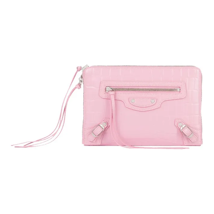 Balenciaga Neo Classic Cow Leather Clutch Women's Pink-0