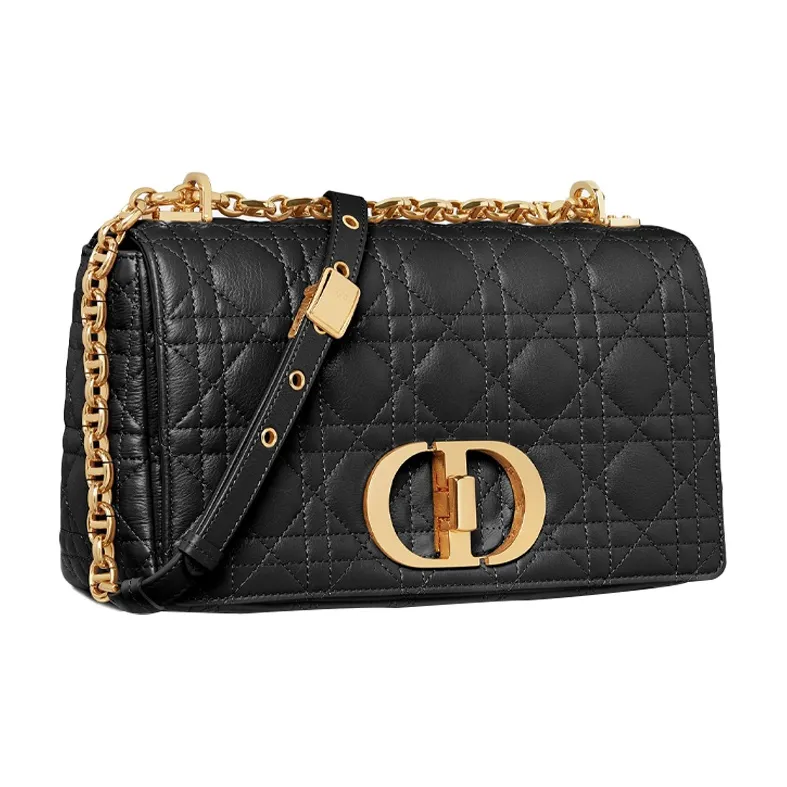 DIOR Caro Soft Cow Leather Chain Bag, Shoulder Bag, Crossbody Bag Medium Size Women's Black-1