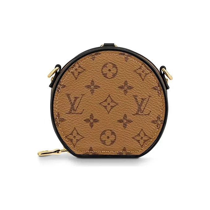 LOUIS VUITTON Boite Chapeau Canvas With Calfskin Small Round Bag, Crossbody Bag, Shoulder Bag Women's Brown-3