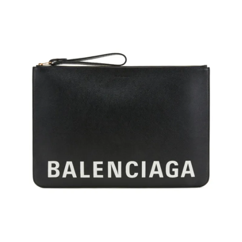 Balenciaga Calfskin Wristband Clutch Men's Black-0