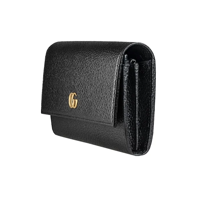 GUCCI Marmont Leather Wallet Regular Women's Black-1