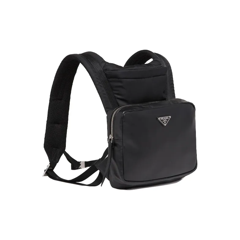 PRADA Leather With Nylon Backpack Men's Black-1