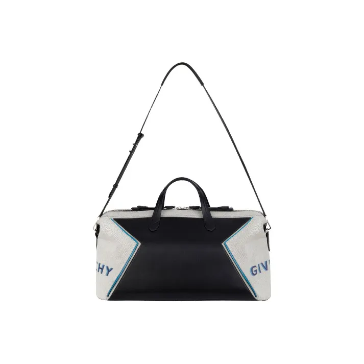 GIVENCHY Leather Canvas Travel Bag Handbag Men's Black-1