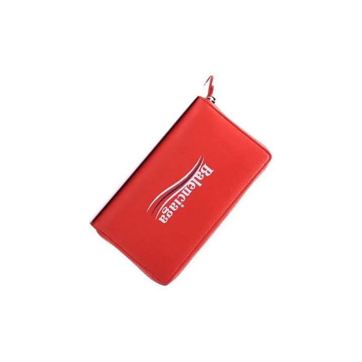 Balenciaga Leather Wallet Women's Red-1