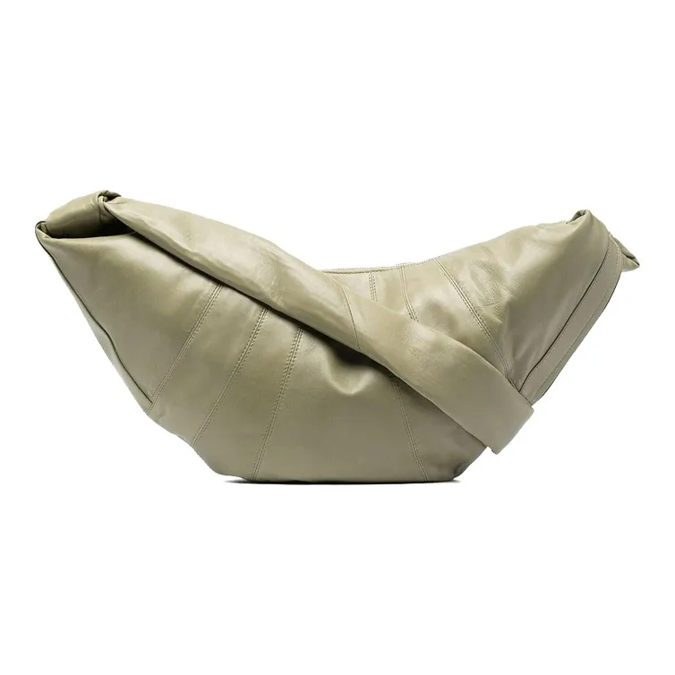 Lemaire Leather Croissant Bag Goat Horn Bag Slogan Bag Shoulder Bag Crossbody Bag Large Size Unisex Mint Green-0