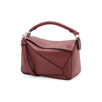 LOEWE Puzzle Calfskin Geometric Bag Puzzle Bag Shoulder Bag Crossbody Bag Handbag Small Size Women's Berry Red