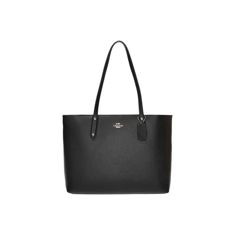 COACH Leather Tote Bag Shopping Bag Shoulder Bags Women's Black-0