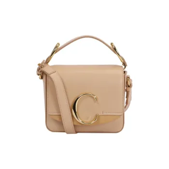 Chloe Calfskin Shoulder Bag, Crossbody Bag, Handbag Mini Women's Pink Apricot