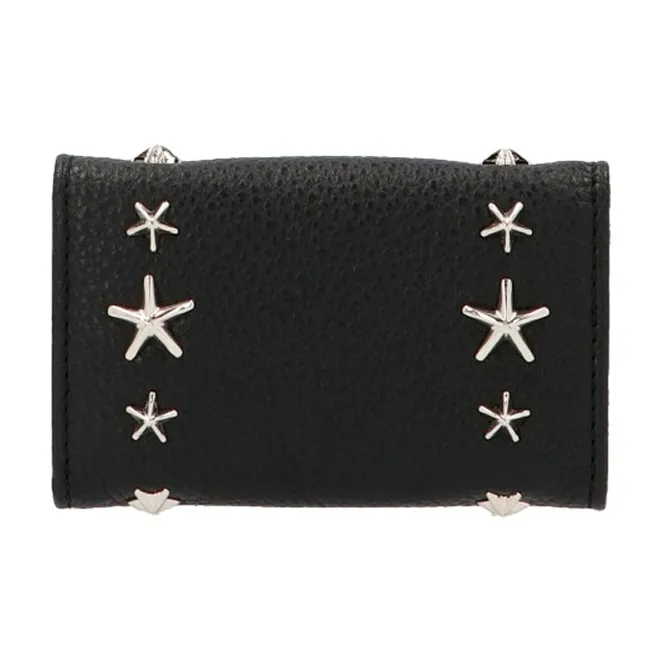 Jimmy Choo Cow Leather Key Pouch Wallets Unisex Black-1
