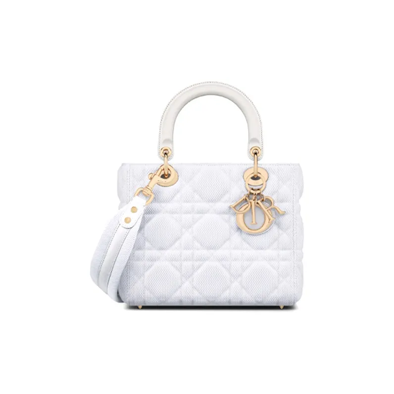 DIOR Lady Dior Technical Fabric Dior Bag Shoulder Bag Crossbody Handbag Medium Size Women's White-0