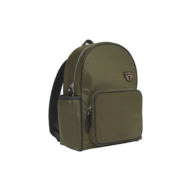 Burberry Thomas Nylon Fabric With Leather Kids' Backpack Kids' Army Green-2