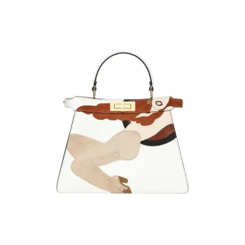 FENDI Peekaboo ISeeU Suede Trunk Bag Shoulder Bag Crossbody Bag Handbag Medium Size Women's White