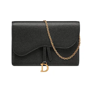 DIOR Saddle Calfskin Combo Bag, One Shoulder Crossbody Clutch, Wallet Women's Black