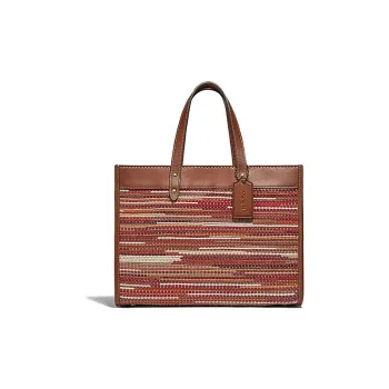 COACH Field Leather Tote Bag, Shopping Bag, Handbag, Shoulder Bag, Crossbody Bag Tubas Women's Brown