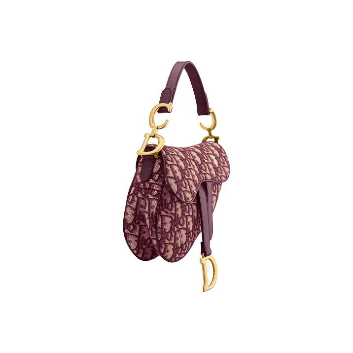 DIOR Saddle Canvas Saddle Bags Shoulder Bags Handbags Mini Women's Burgundy-2