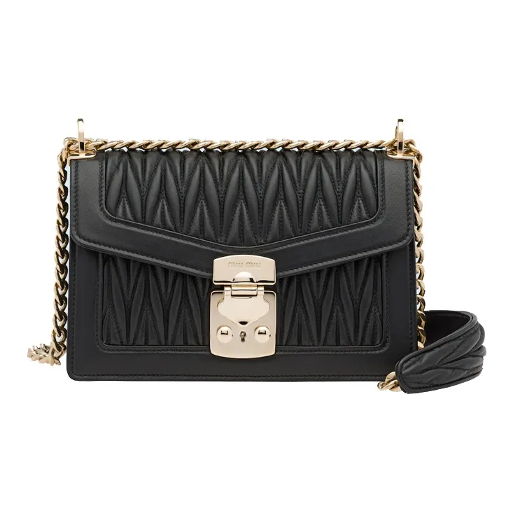 MIU MIU Confidential Sheepskin Envelope Bag, Crossbody Bag, Shoulder Bag Women's Black-0