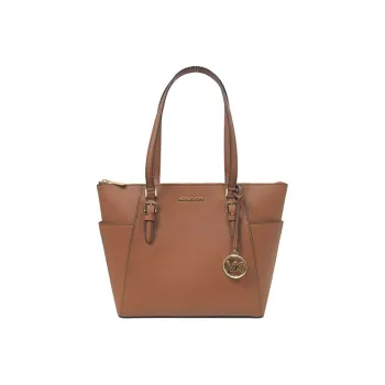 MICHAEL KORS Charlotte Leather Tote Bag Shopping Bag Commute Bag One Shoulder Handbag Large Size Women's Caramel Brown
