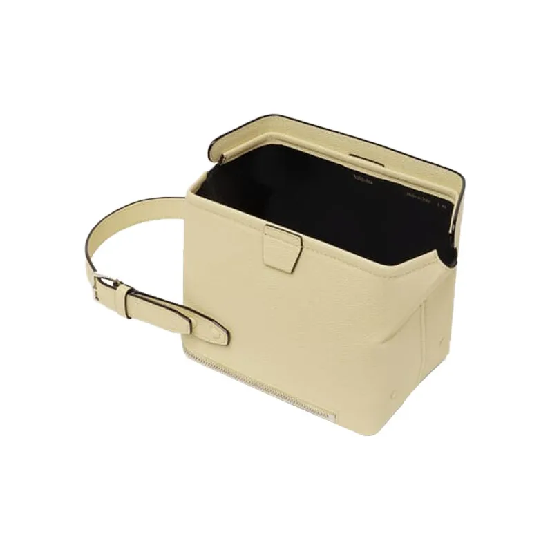 Valextra Tric Trac Cow Leather Box Bag, One Shoulder Handbag, Crossbody Bag Women's Custard Candy Color Unicorn-3
