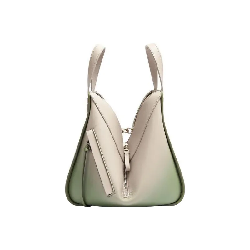 LOEWE Hammock Nappa Calfskin Handbag Small Size Women's Oat/Olive Green-3