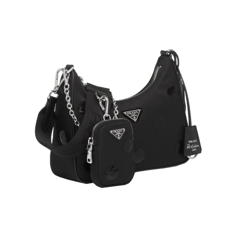 PRADA Nylon Shoulder Bag Women's Black-1