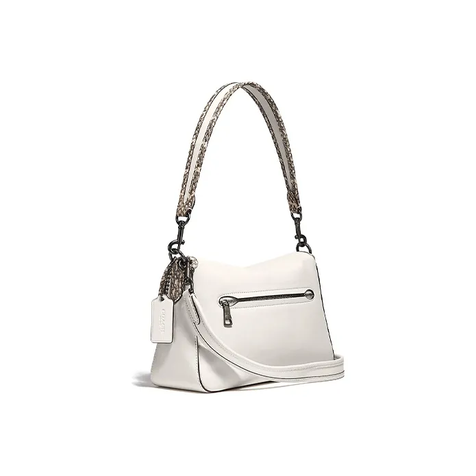 COACH Soft Tabby Leather Crossbody Bag, Underarm Shoulder Bag Women's Pink White-1