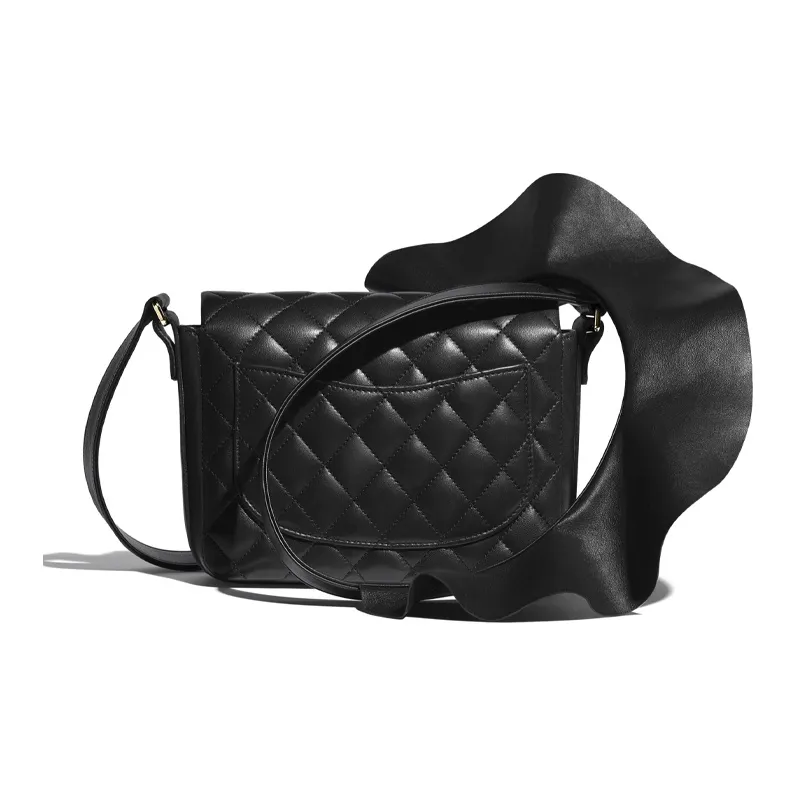 CHANEL Leather Mini Square Flap Bag, Shoulder Bag, Crossbody Bag Women's Black-1